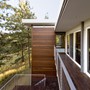 Sunshine Canyon House - A vertical stair tower clad in Brazilian Redwood plays off the primarily horizontal forms.